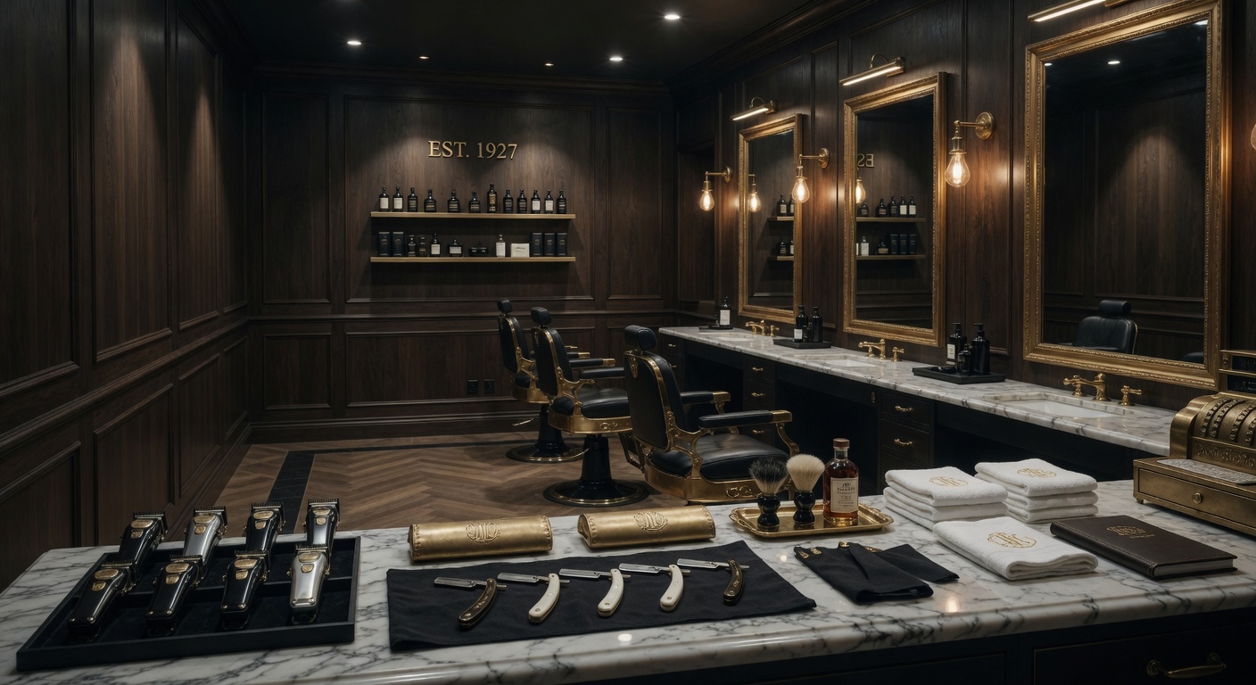 Luxury barbershop interior at Audisho Fadez